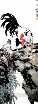  chinese oil painting - Xu Beihong cock and hen old Chinese